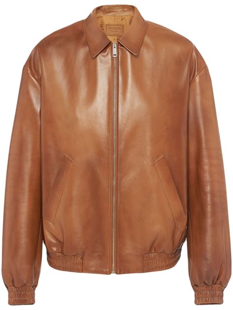 prada oversized leather jacket|prada bomber jacket for men.